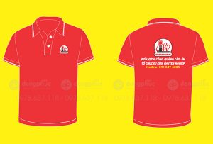 May và in áo phông màu đỏ Hoàng Vũ Group