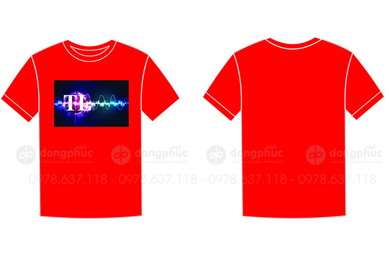 May và in áo phông màu đỏ TL