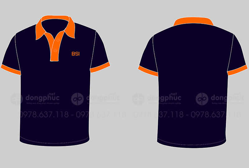 May và in áo phông màu xanh đen Công ty BSI