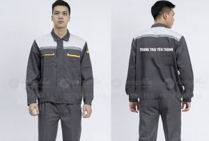 May và in đồng phục bảo hộ màu xám Trang trại Yên Thanh