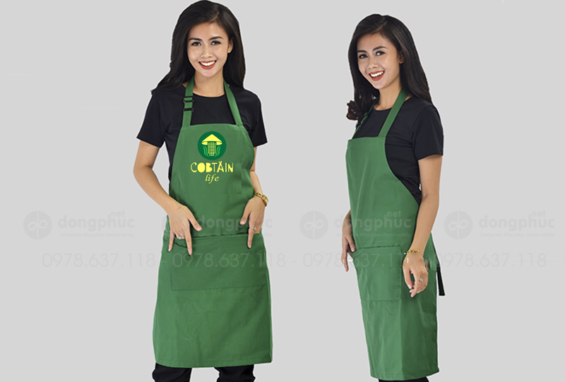 May và in tạp dề màu xanh lá cây Cobtain Life