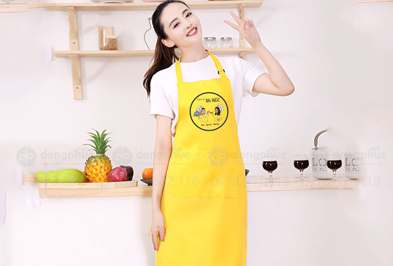 May và in tạp dề màu vàng Tiệm ăn An Phúc