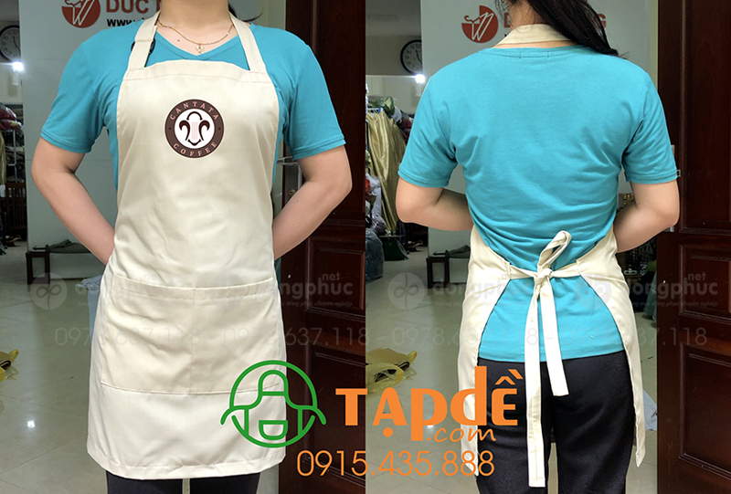 May và in tạp dề Quán Coffee Cantata