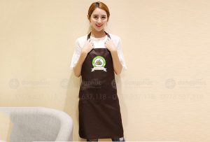 May và in tạp dề màu nâu Tiệm trà chanh Khoai Thóc