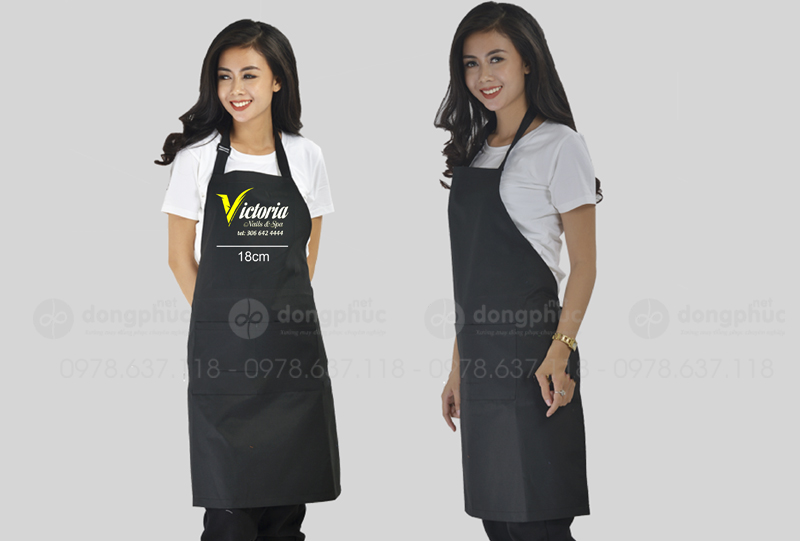 May và in tạp dề Victoria Nails & Spa