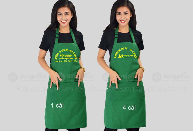 May và in tạp dề Xưởng sỉ giò bê - Gà ủ muối