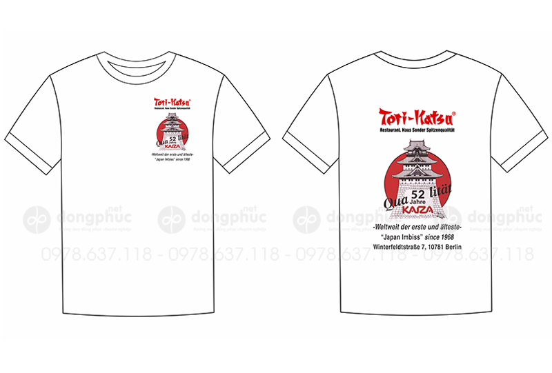 May và in áo phông cổ tròn Nhà hàng Tori Katsu