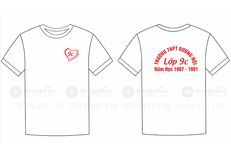 May và in áo Lớp 9C Trường THPT Dương Nội năm học 1987-1991