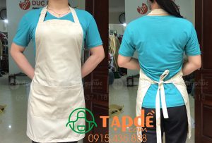 May và in tạp dề dáng dài màu trắng sữa