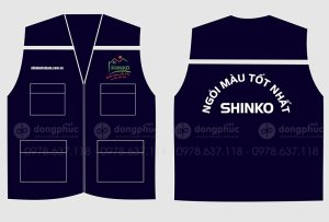May và in áo gile màu xanh đen Công ty Shinko
