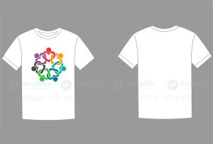 May và in áo phông cổ tròn màu trắng hình nắm tay