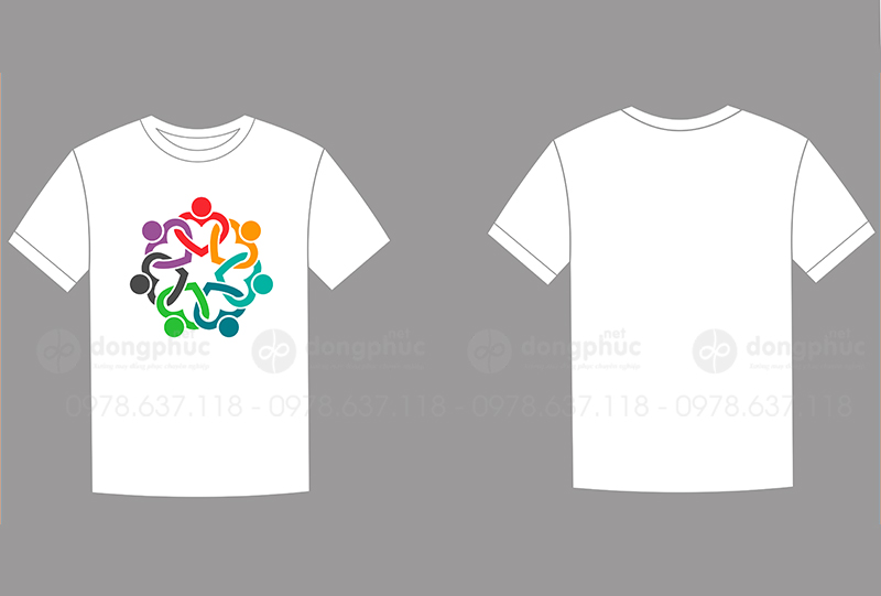 May và in áo phông cổ tròn màu trắng hình nắm tay