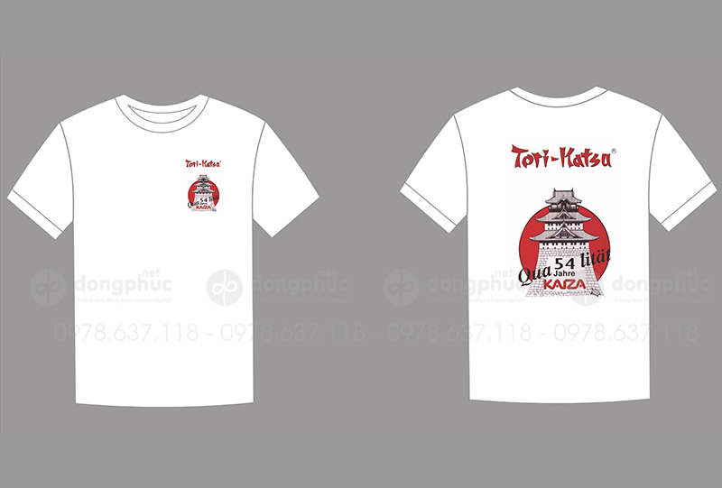 May và in áo phông cổ tròn Nhà hàng Tori - Katsu