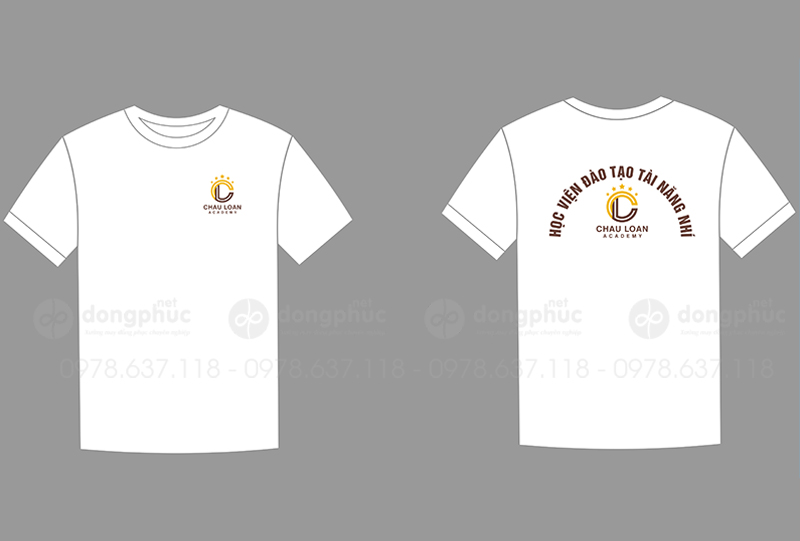 May và in áo phông Học viện Đào tạo tài năng nhí Chau Loan