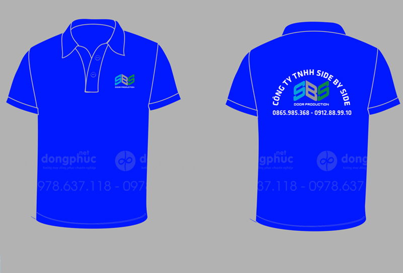 May và in áo phông màu xanh dương Công ty TNHH Side by Side
