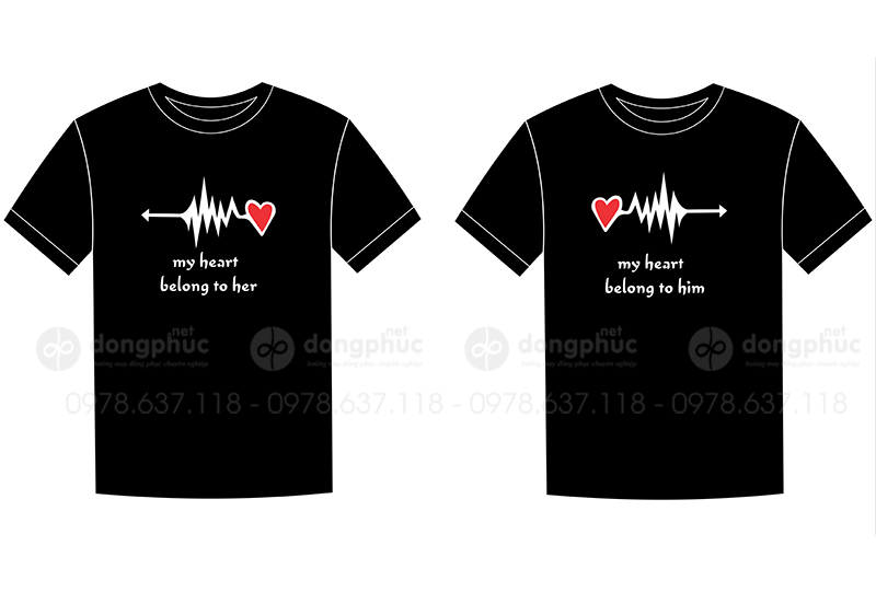 May và in áo phông My heart belong to her - him