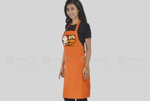 May và in tạp dề màu cam Quán Xôi tiền tỷ