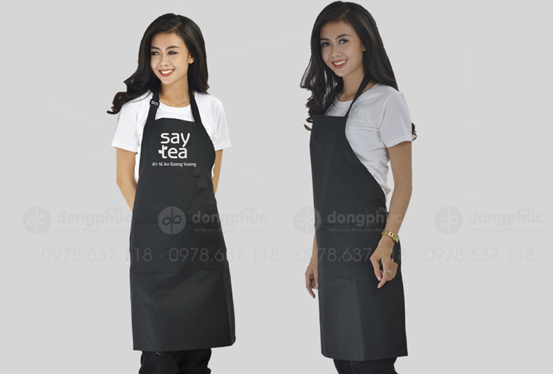 May và in tạp dề màu đen Quán Say Tea