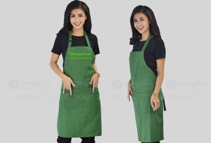 May và in tạp dề màu xanh lá Quán Giangocfood