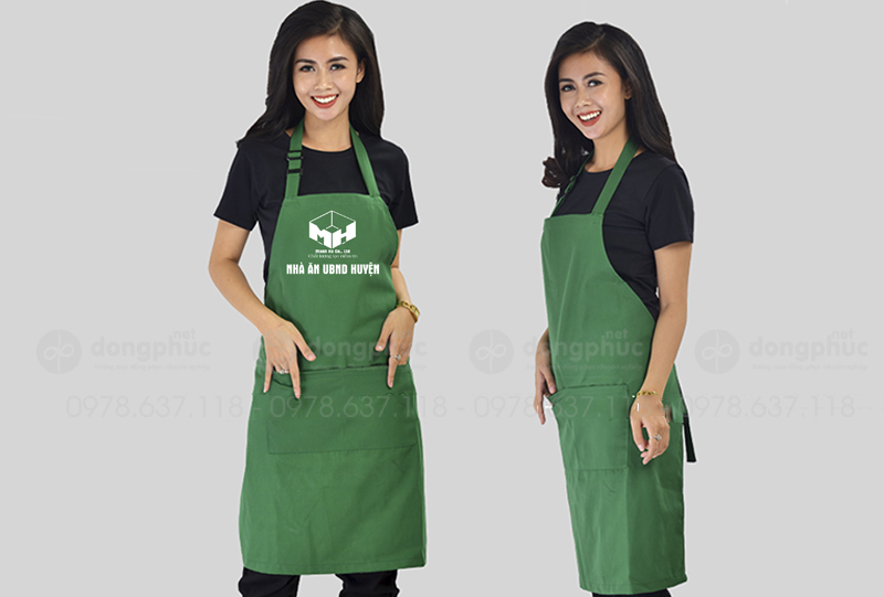 May và in tạp dề Nhà ăn UBND Huyện