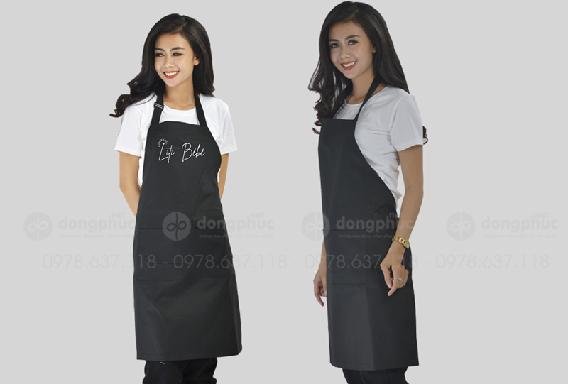 May và in tạp dề màu đen Quán Liti Bibi