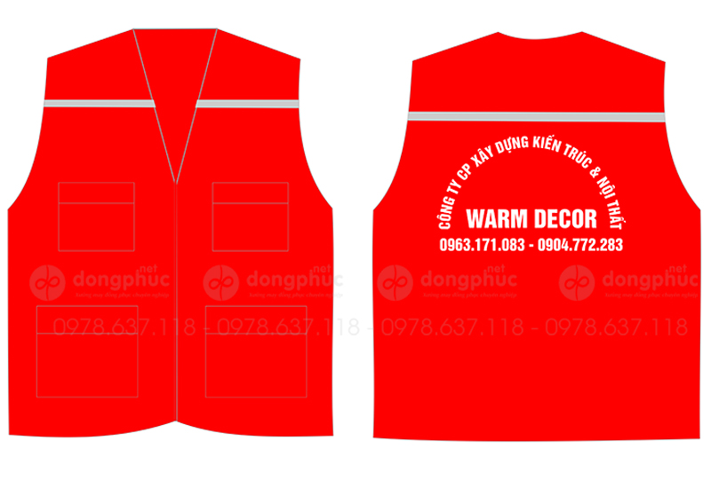 May và in áo gile Công ty CP Xây dựng kiến trúc & nội thất Warm Decor
