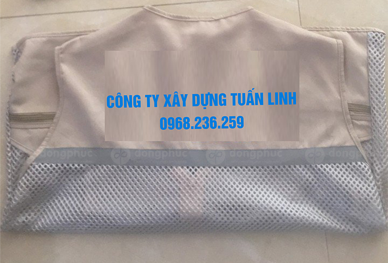 May và in áo gile màu kem Công ty Xây dựng Tuấn Linh