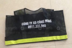 May và in áo gile màu đen Công ty XD Công Minh