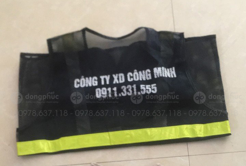 May và in áo gile màu đen Công ty XD Công Minh