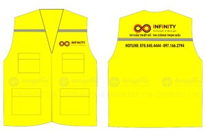 May và in áo gile màu vàng Công ty Infinity Concept & Design