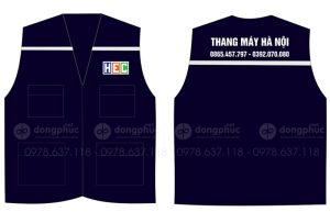 May và in áo gile Thang máy Hà Nội HEC