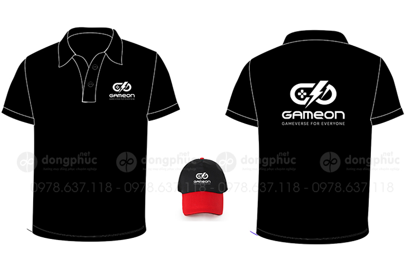 May và in áo phông màu đen Công ty Gameon