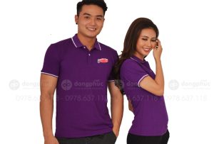 May và in áo phông màu tím Công ty Acecook
