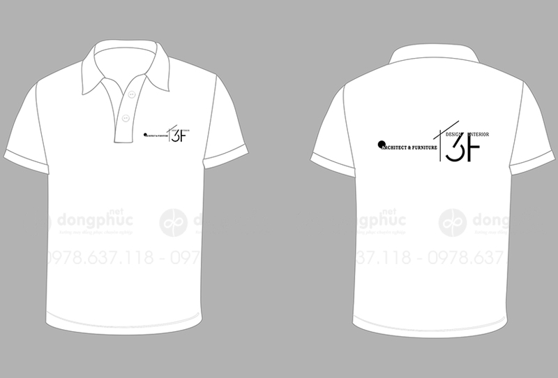 May và in áo phông màu trắng Công ty 3F