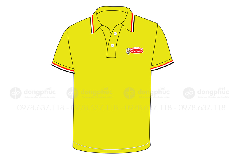 May và in áo phông màu vàng Công ty Acecook