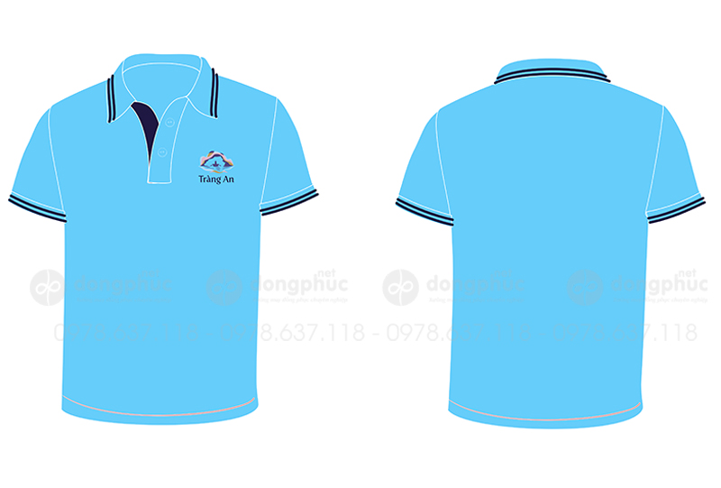 May và in áo phông màu xanh da trời Công ty Tràng An