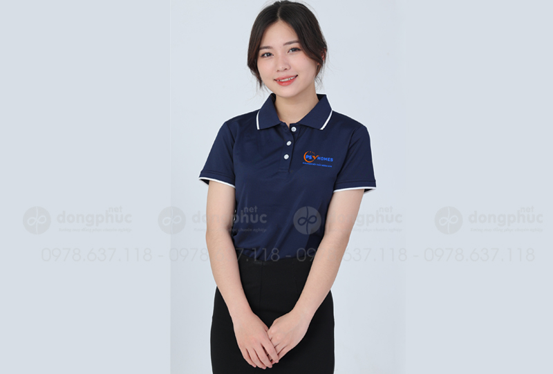 May và in áo phông màu xanh đen Công ty PSV Homes