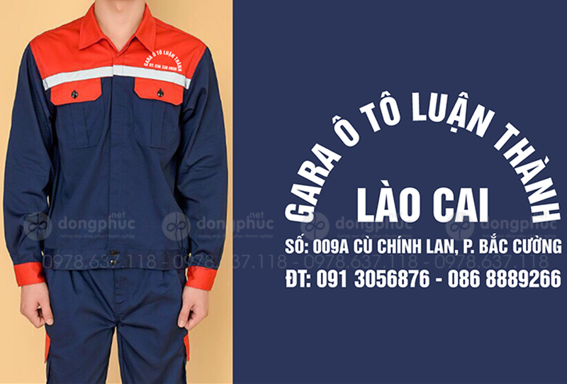 May và in đồng phục bảo hộ Gara ô tô Luận Thành Lào Cai