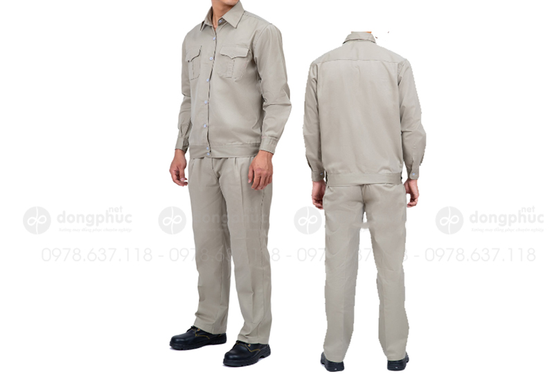 May và in đồng phục bảo hộ màu ghi nhạt