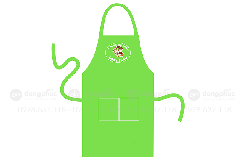 May và in tạp dề màu xanh lá mạ Quán Baby Cháo