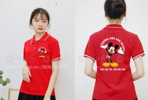 May và in áo phông cổ bẻ Trường mầm non Mickey
