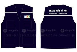 May và in áo gile đồng phục Thang máy Hà Nội HEC