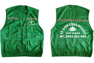 May và in áo gile Công ty vệ sinh công nghiệp CSC Clean