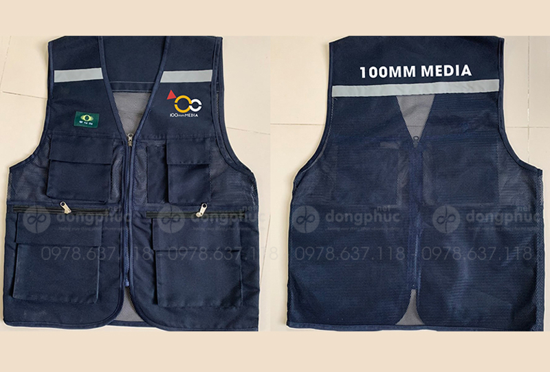 May và in áo gile đồng phục 100MM Media