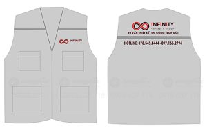 May và in áo gile đồng phục màu ghi Công ty tư vấn Infinity