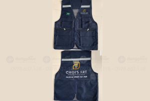 May và in áo gile đồng phục màu tím than Công ty Choi's Art