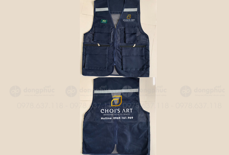 May và in áo gile đồng phục màu tím than Công ty Choi's Art
