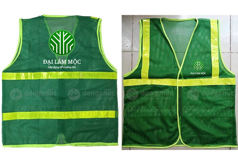 May và in áo gile màu xanh lá cây Công ty Đại Lâm Mộc