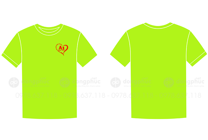 May và in áo Lớp A1 Khóa 2023-2027 Trường THCS Nam Trung Yên màu xanh lá cây