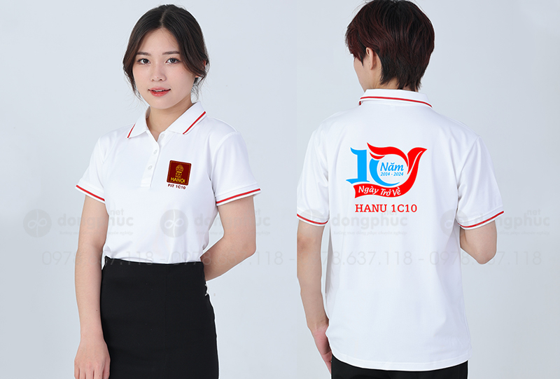 May và in áo màu trắng Lớp Hanu 1C10 Đại học Hà Nội 10 năm Ngày trở về